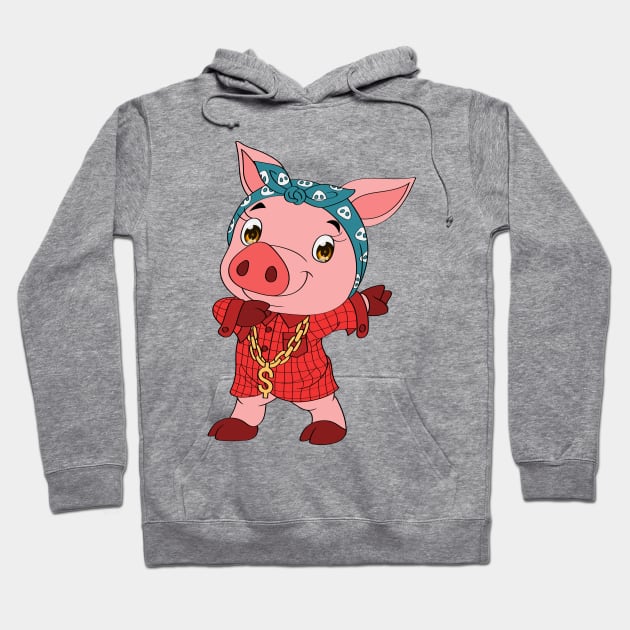 Pig Dabbing Cartoon Hoodie by Mako Design 